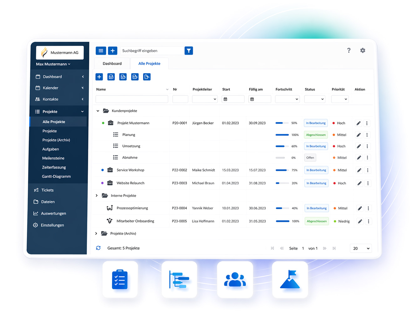 Projektmanagement mit emediaone